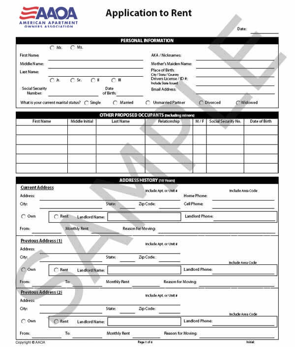 Rental Application Form Comprehensive Aaoa Rental Application Form Comprehensive Aaoa