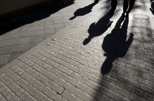 sidewalk shadows night walking crime