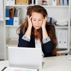 unhappy frustrated angry woman office stress issues