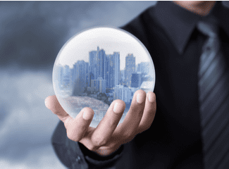 Crystal ball with buildings shutterstock_430808491
