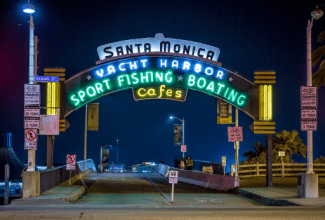 Santa Monica pier at night Shutterstock_244519237