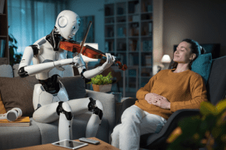 Robot playing violin Shutterstock_2274324929