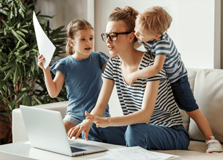 Working mom with kids