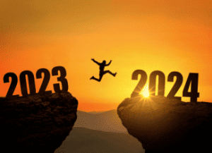 Jumping from 2023 to 2024 Shutterstock_2322201117