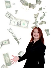 Woman throwing money